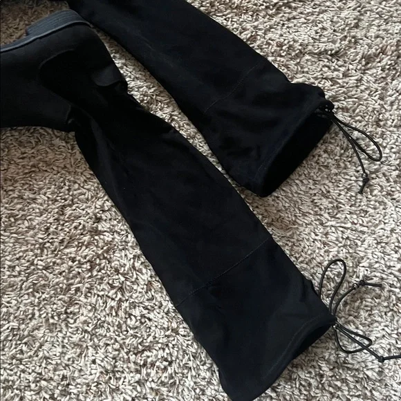 Black Microsuede Over-the-Knee Boots - Picture 3 of 6